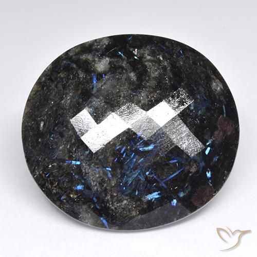 42.52ct Natural Preto com brilho azul Nuummite, oval, Opaco