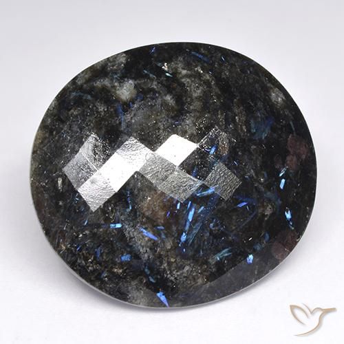 Nuummite Preto com brilho azul Natural 42.52ct, oval, Opaco
