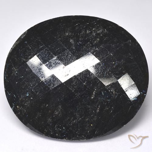 68.17ct Natural Preto com brilho azul Nuummite, oval, Opaco