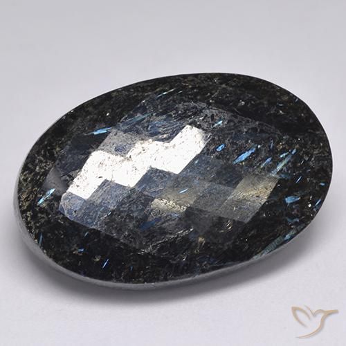 45.06ct Natural Preto com brilho azul Nuummite, oval, Opaco