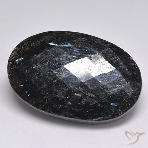 Nuummite Preto com brilho azul Natural 45.06ct, oval, Opaco