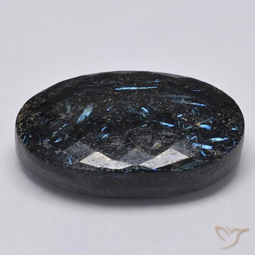 Nuummite Preto com brilho azul Natural 45.06ct, oval, Opaco