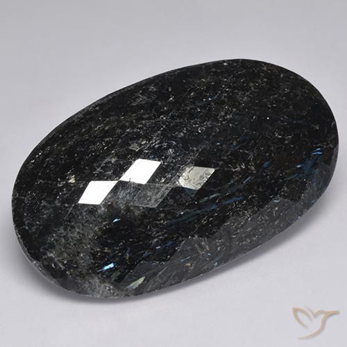 Nuummite Preto com brilho azul Natural 47.12ct, oval, Opaco
