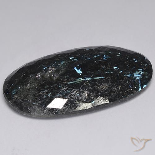 Nuummite Preto com brilho azul Natural 47.12ct, oval, Opaco