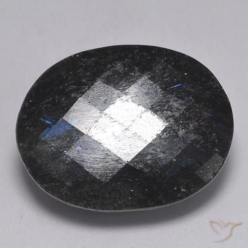 32.32ct Natural Preto com brilho azul Nuummite, oval, Opaco