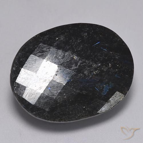 Nuummite Preto com brilho azul Natural 32.32ct, oval, Opaco