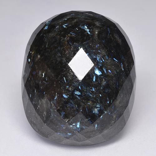 Nuummita preto natural 45,83ct, almofada cortada, opaco