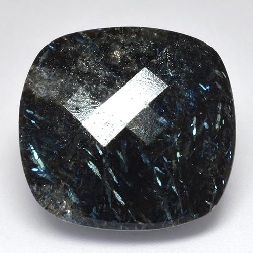 Nuummita preto natural 33,49ct, almofada cortada, opaco