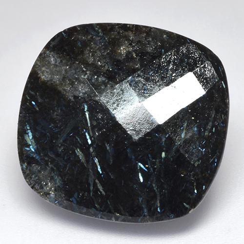 Nuummita preto natural 33,49ct, almofada cortada, opaco