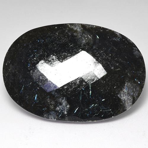 Nuummita preto natural 53,25ct, corte oval, opaco