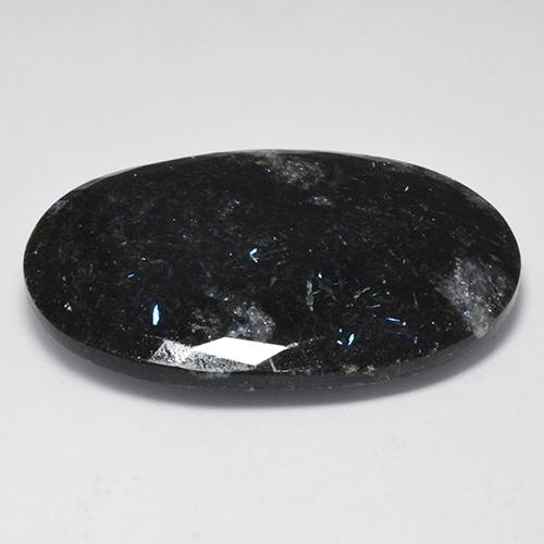 Nuummita preto natural 53,25ct, corte oval, opaco