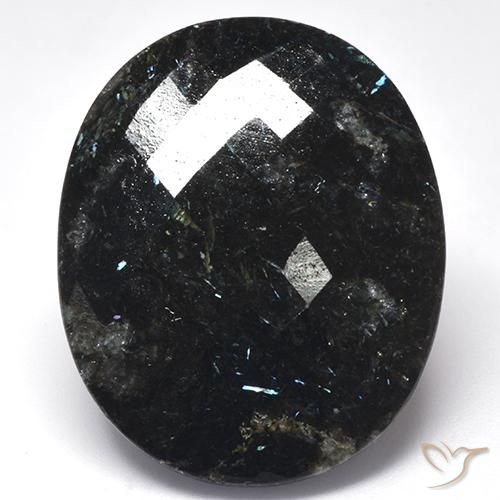 44.57ct Natural Preto com brilho azul Nuummite, oval, Opaco