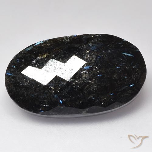 28.28ct Natural Preto com brilho azul Nuummite, oval, Opaco