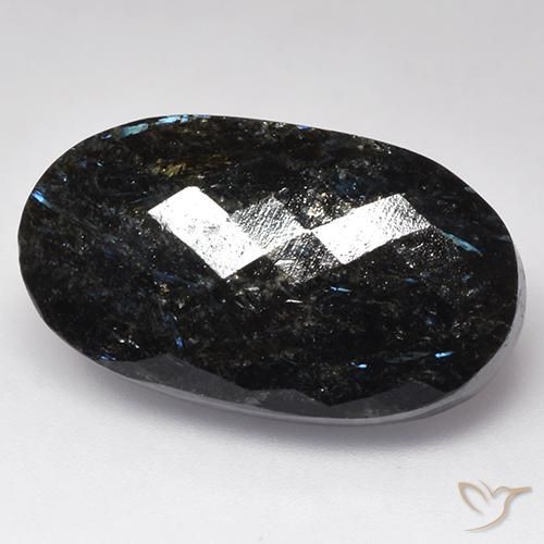 Nuummite Preto com brilho azul Natural 28.28ct, oval, Opaco
