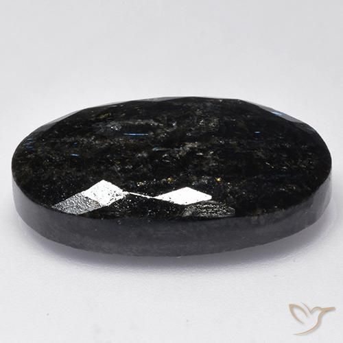 Nuummite Preto com brilho azul Natural 28.28ct, oval, Opaco