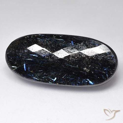Nuummite Preto com brilho azul Natural 44.38ct, oval, Opaco