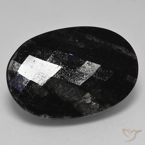 Nuummite Preto com brilho azul Natural 24.70ct, oval, Opaco