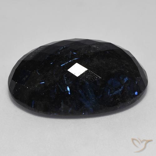 Nuummite Preto com brilho azul Natural 24.70ct, oval, Opaco