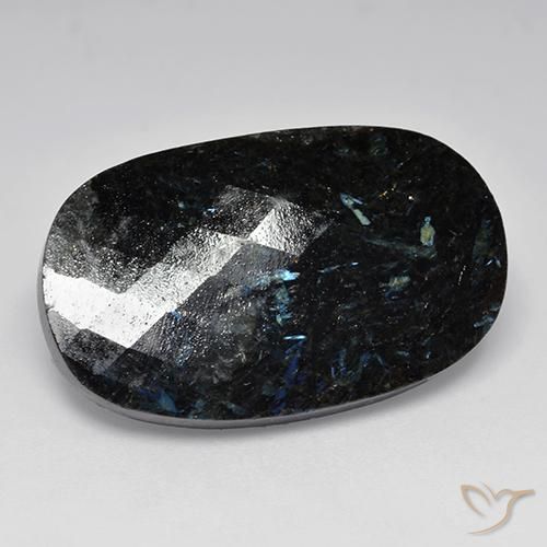 Nuummite Preto com brilho azul Natural 24.26ct, oval, Opaco
