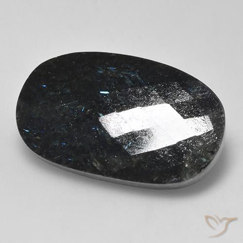 Nuummite Preto com brilho azul Natural 24.26ct, oval, Opaco