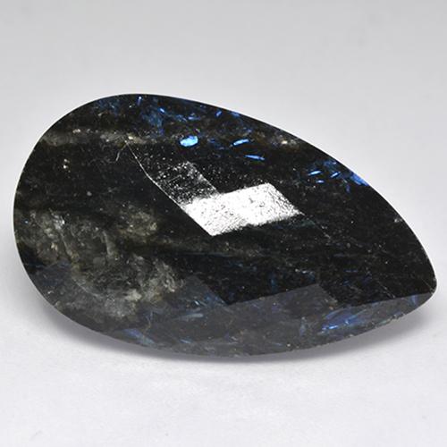 Nuummite Preto com brilho azul Natural 23.74ct, Formato de pêra, Opaco
