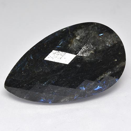 Nuummite Preto com brilho azul Natural 23.74ct, Formato de pêra, Opaco