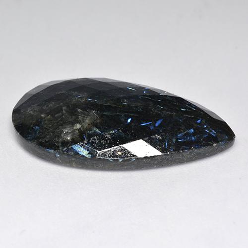Nuummite Preto com brilho azul Natural 23.74ct, Formato de pêra, Opaco