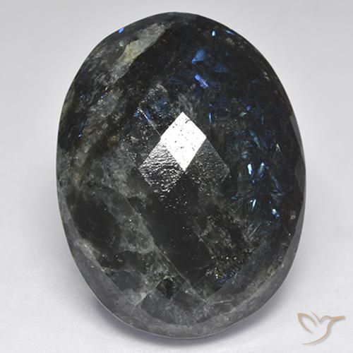 29.47ct Natural Preto com brilho azul Nuummite, oval, Opaco