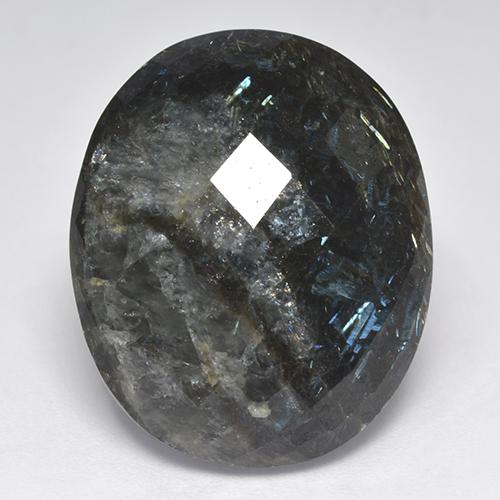 Nuummita Preto com brilho azul Natural 33,44ct, Corte Oval, Opaco