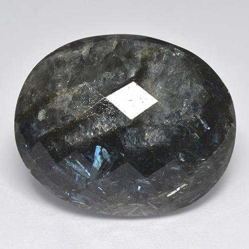 Nuummita Preto com brilho azul Natural 33,44ct, Corte Oval, Opaco