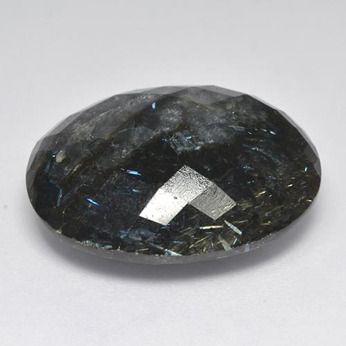 Nuummita Preto com brilho azul Natural 33,44ct, Corte Oval, Opaco