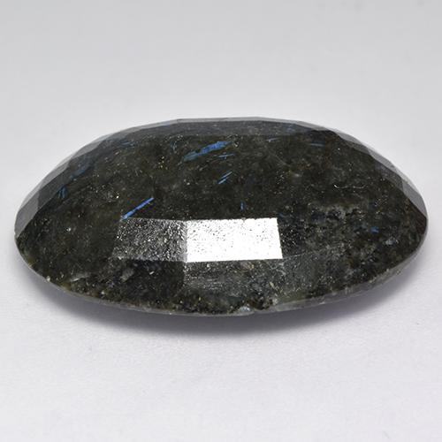 Nuummita preto natural 40,80ct, corte oval, opaco