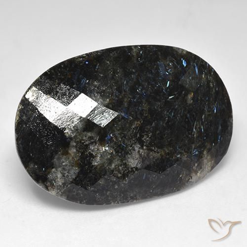 Nuummite Preto com brilho azul Natural 28.03ct, oval, Opaco
