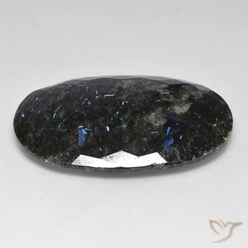 Nuummite Preto com brilho azul Natural 28.03ct, oval, Opaco