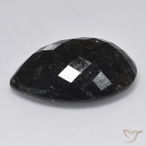 Nuummite Preto com brilho azul Natural 28.73ct, Formato de pêra, Opaco