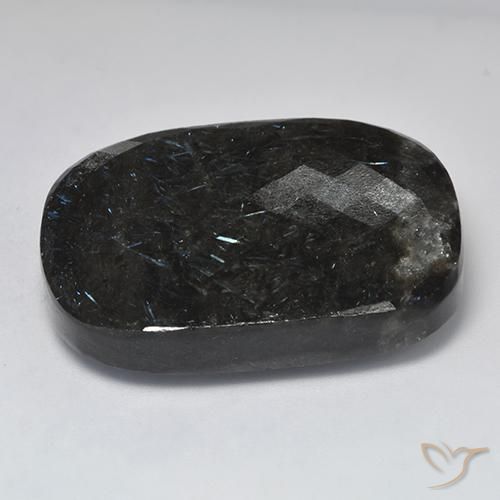 Nuummite Preto com brilho azul Natural 82.01ct, Almofada, Opaco