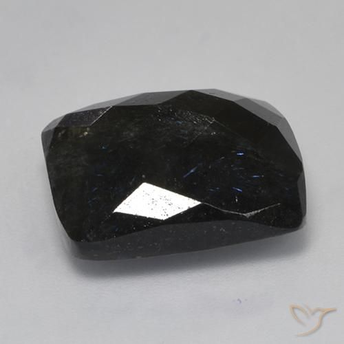Nuummite Preto com brilho azul Natural 14.54ct, Almofada, Opaco