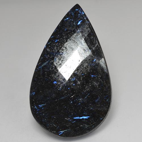 Nuummita preto natural 29,44ct, formato de pêra, opaco