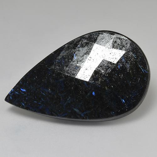 Nuummita preto natural 29,44ct, formato de pêra, opaco