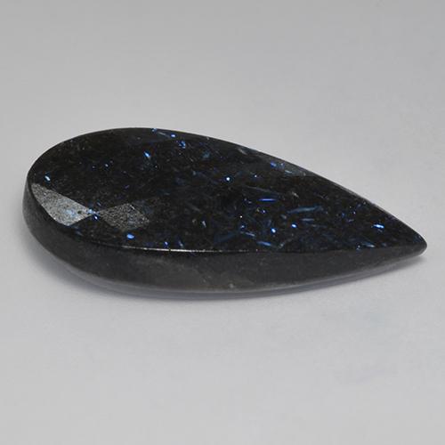 Nuummita preto natural 29,44ct, formato de pêra, opaco