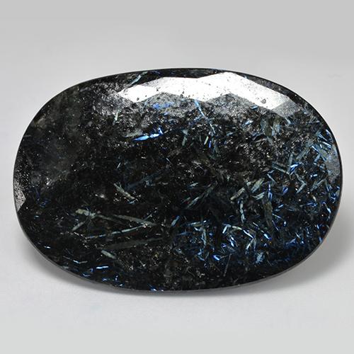 Nuummita preto natural 48,65ct, corte oval, opaco