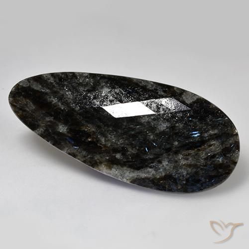 Nuummite Preto com brilho azul Natural 35.82ct, Formato de pêra, Opaco