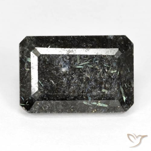 16.29ct Natural Preto Nuummite, Corte Esmeralda, Opaco