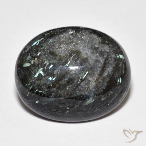 18.41ct Natural Preto com brilho azul Nuummite, oval, Opaco