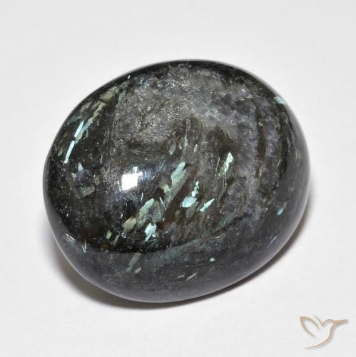 Nuummite Preto com brilho azul Natural 18.41ct, oval, Opaco