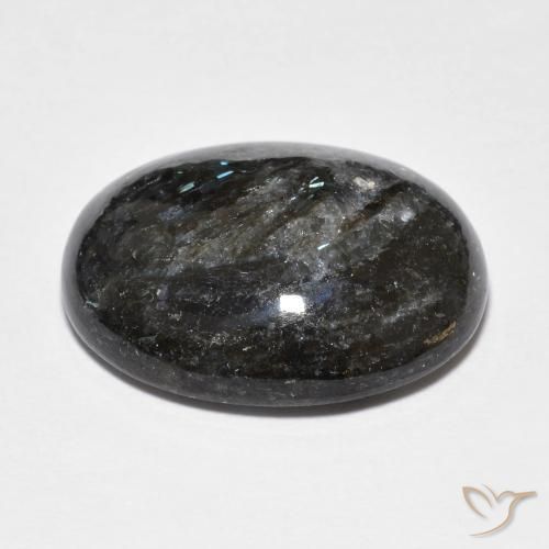 Nuummite Preto com brilho azul Natural 18.41ct, oval, Opaco