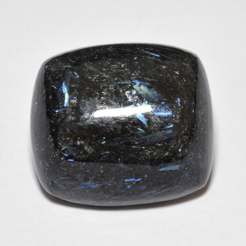 Nuummita preto natural 17,72ct, almofada cortada, opaco
