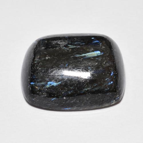 Nuummita preto natural 17,72ct, almofada cortada, opaco