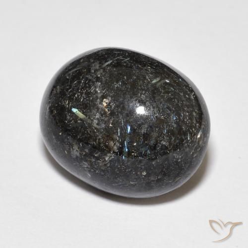 Nuummite Preto com brilho azul Natural 14.14ct, oval, Opaco