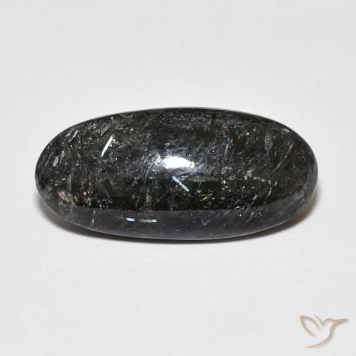 7.87ct Natural Preto com brilho azul Nuummite, oval, Opaco